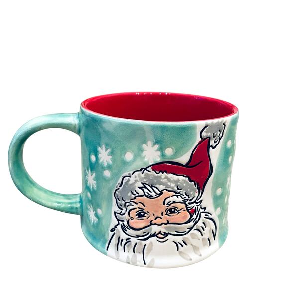 2pc Eli+Ana Christmas Mugs Green Smiling Sammy Santa Ceramic 2023 16oz Holiday - Picture 4 of 15